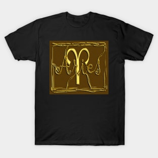 Aries a zodiac sign in 3D gold look T-Shirt